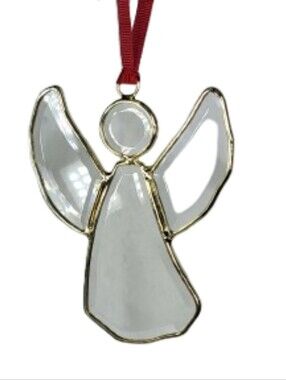 Things Remembered Vintage Gold Plated Framed Stained Glass Angel Ornament